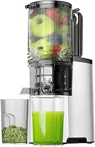 Cold press juicer with 5.8-inch wide feed chute for efficient, nutrient-rich juice extraction