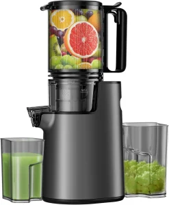 Cold press masticating juicer with 5.4-inch feed chute for slow, nutrient-rich juice extraction