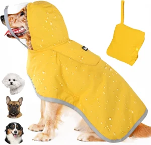 Lukovee Dog Raincoat, Dog Rain Jacket with Clear Hooded