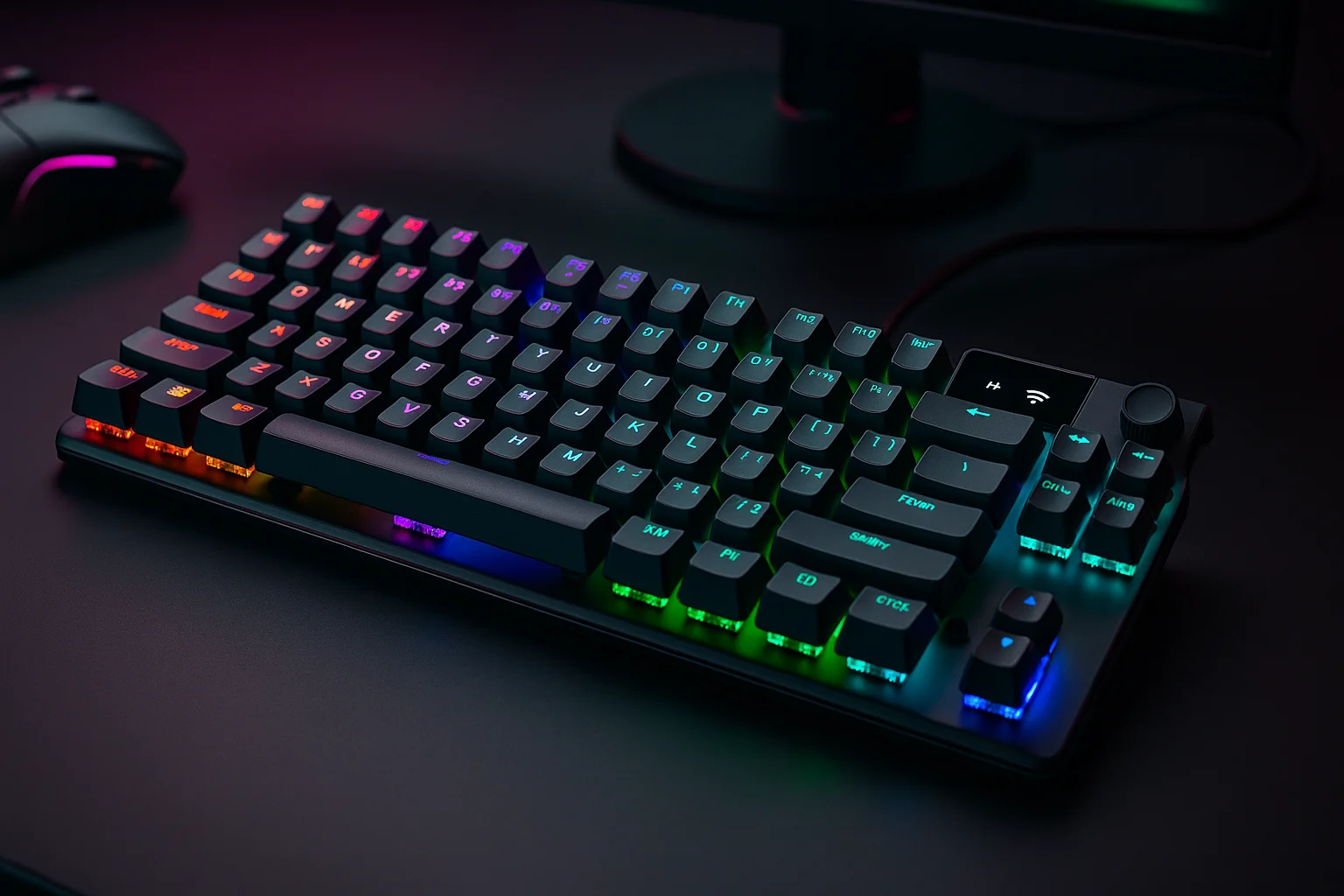 SteelSeries Apex Pro TKL mechanical keyboard on a minimalist gaming desk – best game keyboard for speed and customization