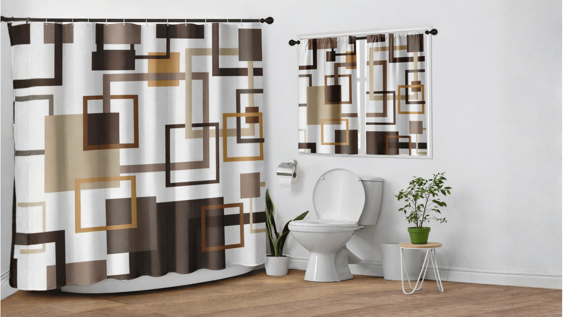 Shower curtain or shower screen comparison in a modern bathroom with a bathtub and glass panel