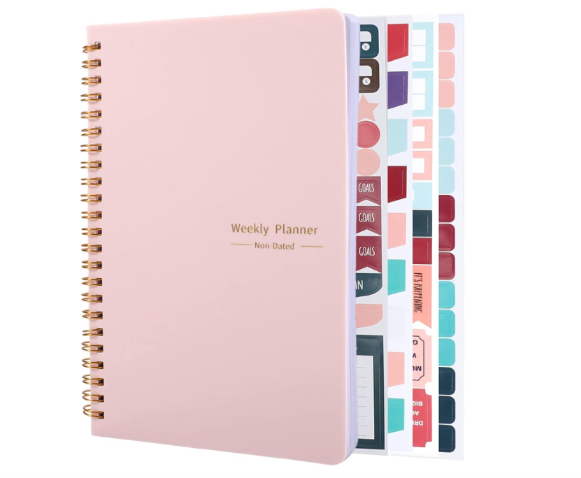 Weekly goal planner notebook featured in the best stationery set for students and professionals