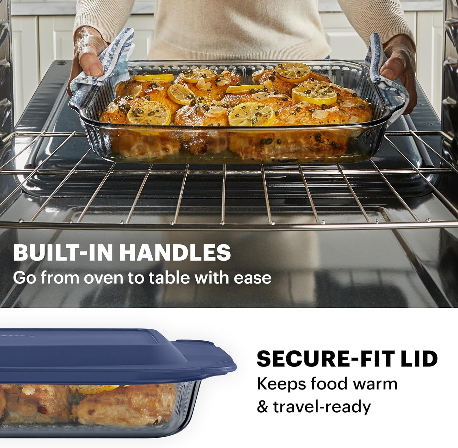 Pyrex Colors 2-Pack Tinted Glass Baking Dish Set with BPA-Free Lids