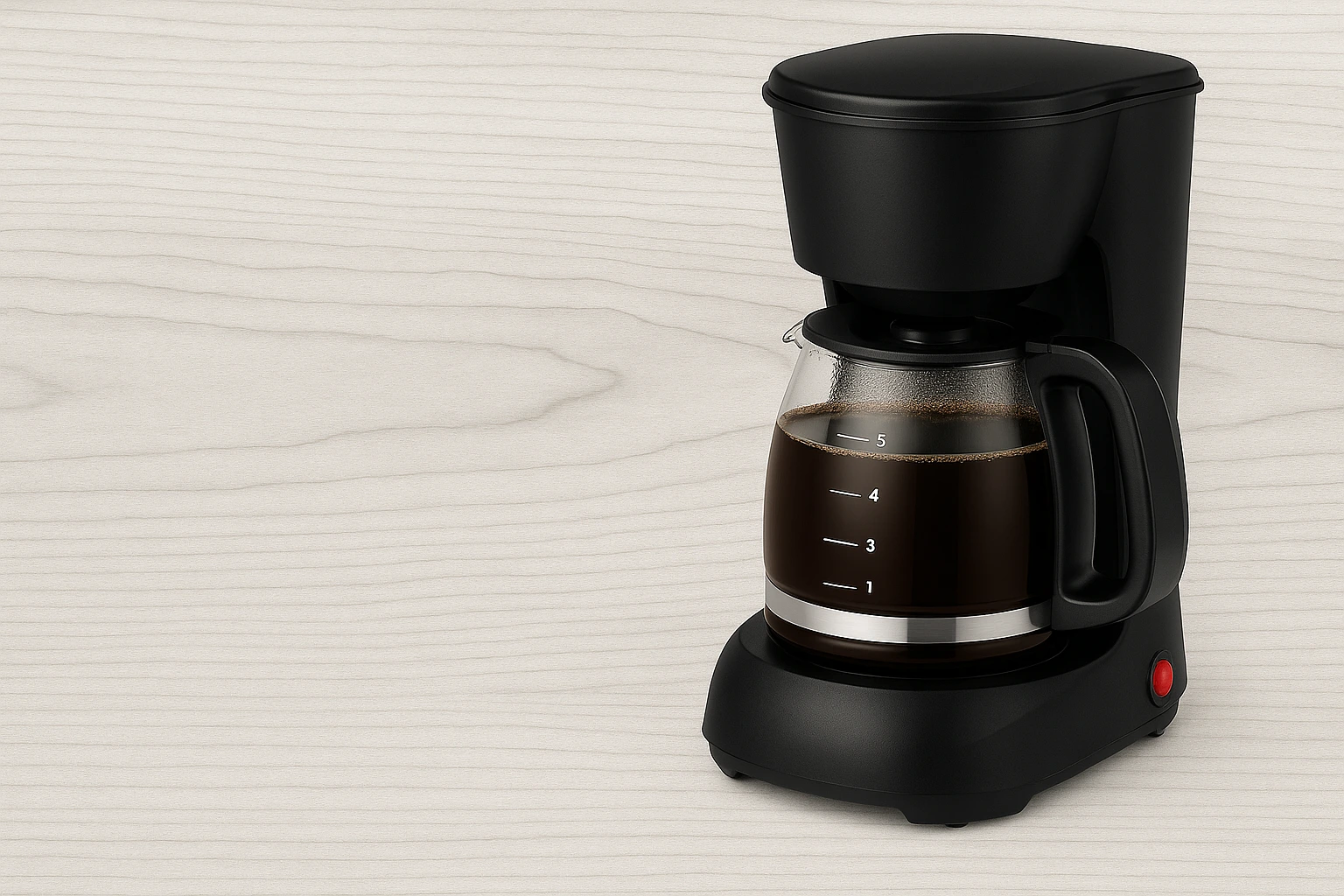 Elite Gourmet EHC4128 5-cup coffee maker on a modern kitchen counter with fresh brewed coffee