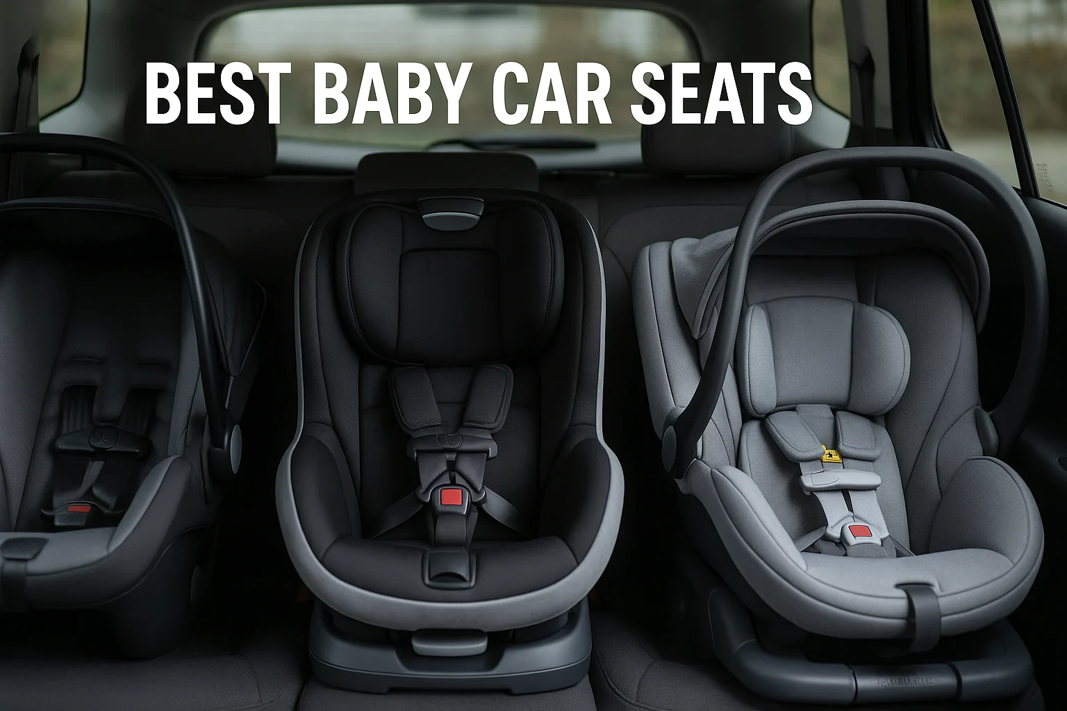 The backseat of a car, showcasing modern safety features and ergonomic design for infant travel comfort.