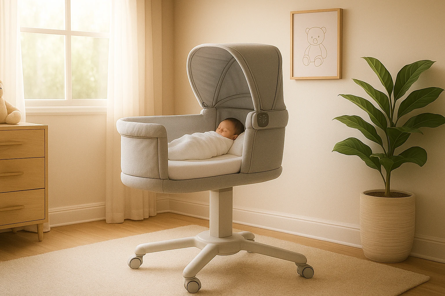 Baby bedtime gear – Chicco Close to You 3-in-1 bedside bassinet on wheels