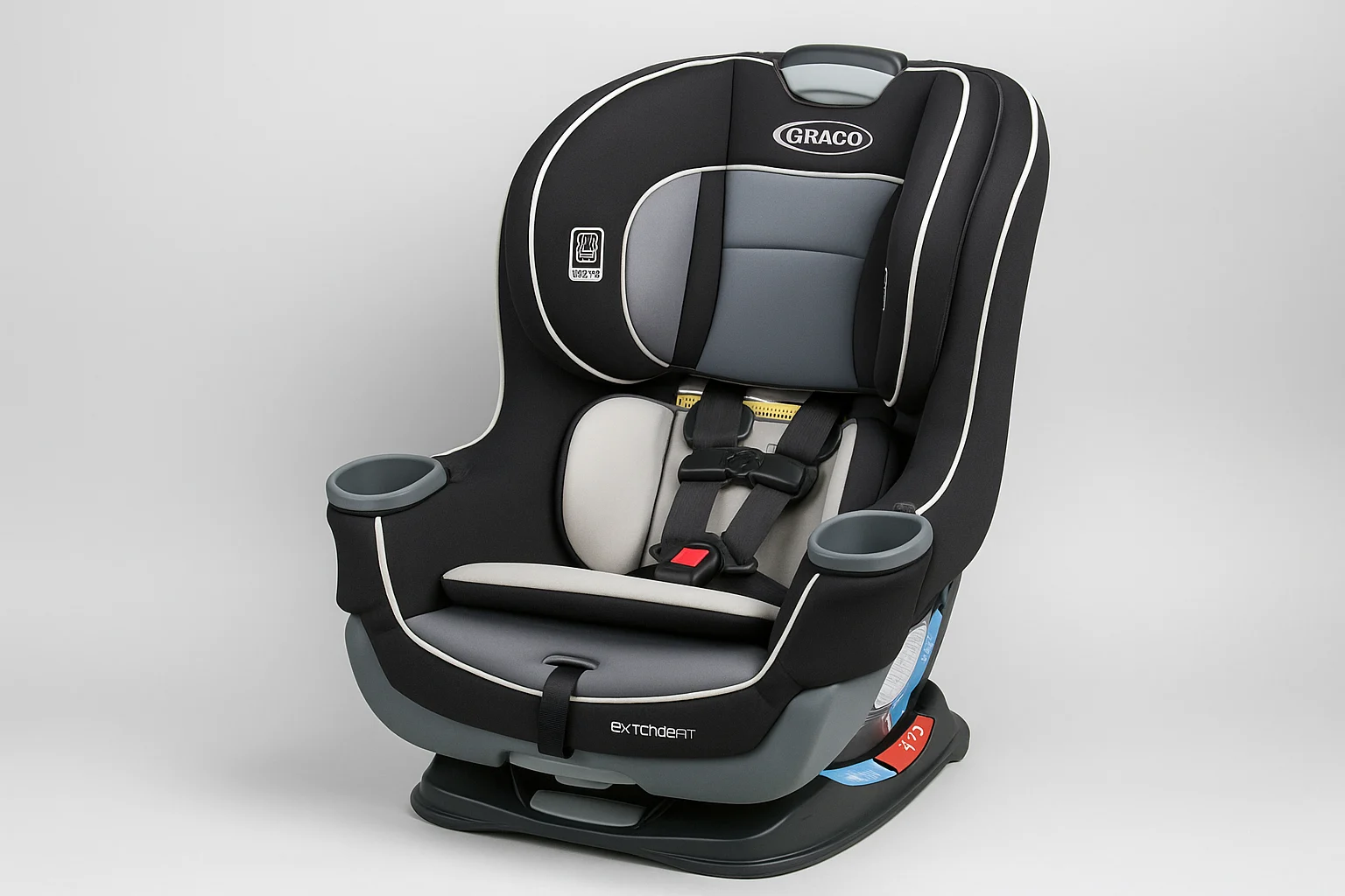 Graco Extend2Fit convertible car seat in black and gray, one of the best baby car seats for long-term safety.
