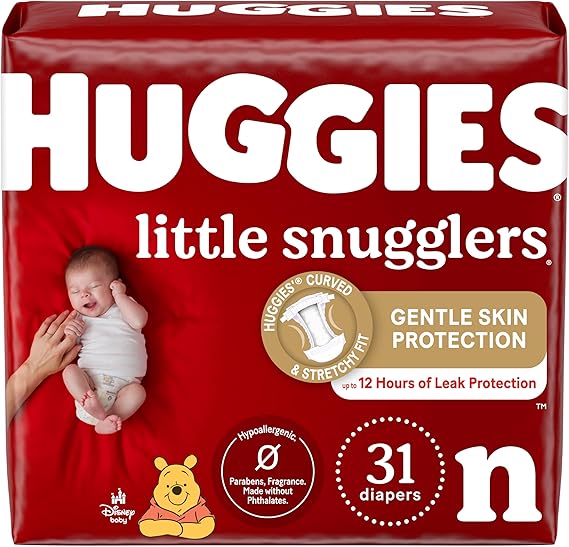 Huggies Little Snugglers Baby Diapers, Size Newborn (Up to 10 lbs), 31 Count, Packaging May Vary