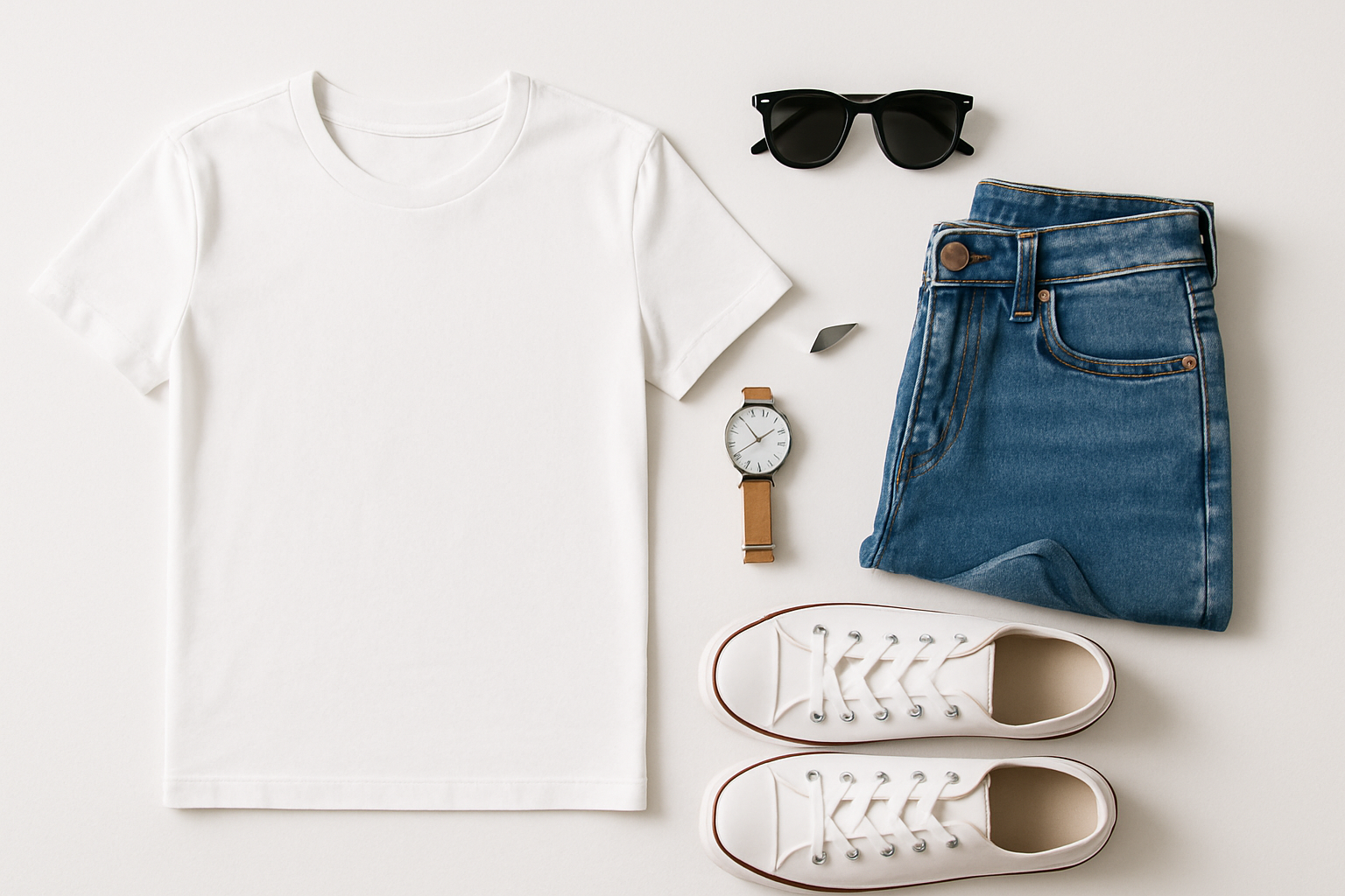 Flat lay of budget clothing representing the fashion shopping guide 2026 on a budget.